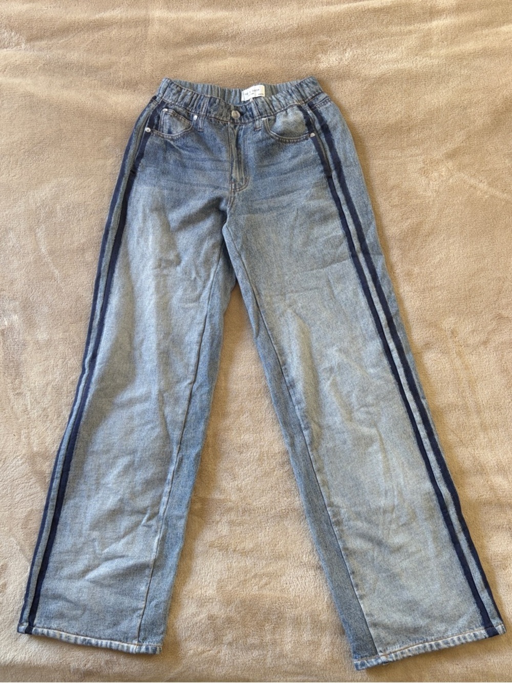 rag & bone Two-Pair Blue Denim sweat Pants with Contrast Stripe - Picture 2 of 4